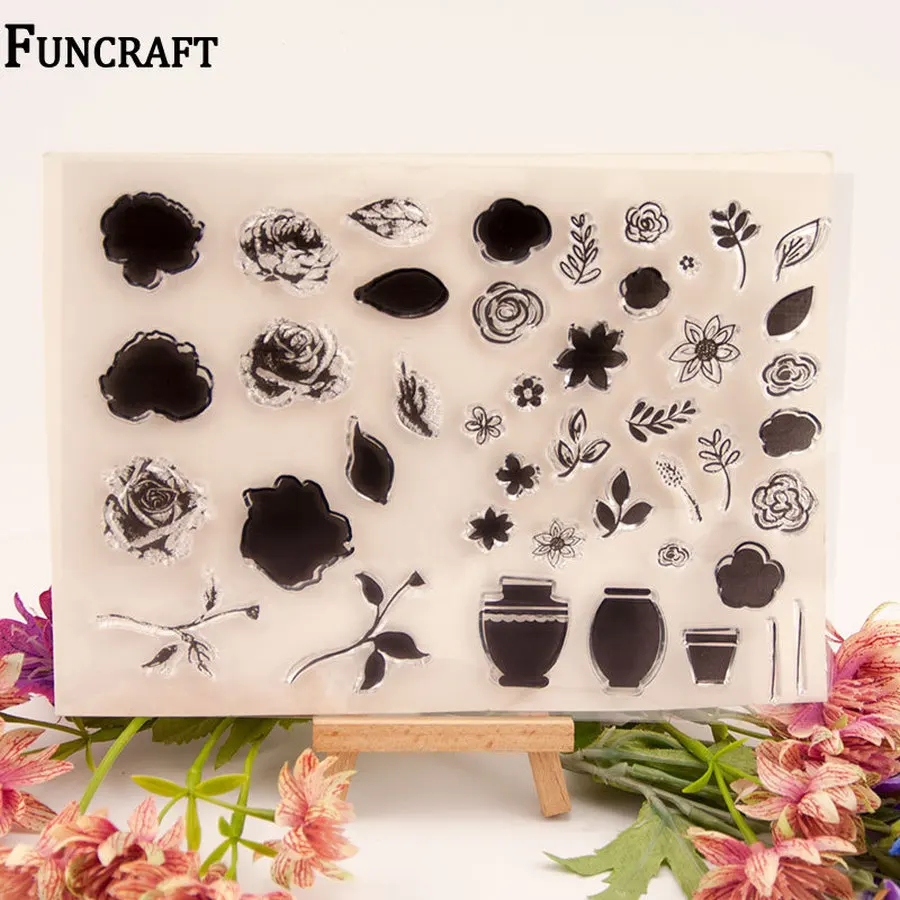2020 New Beautiful Flower Leaves Delicate Vase Clear Rubber Stamps for Card Making Scrapbooking Christmas Silicone | Дом и сад
