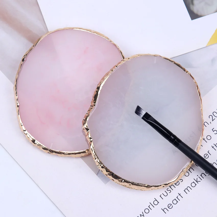 1PC Art Nails Supplies Round Resin Agate Stone Nail Color Palette Gel Polish Pallet Mixing Drawing Paint Plate Pad |