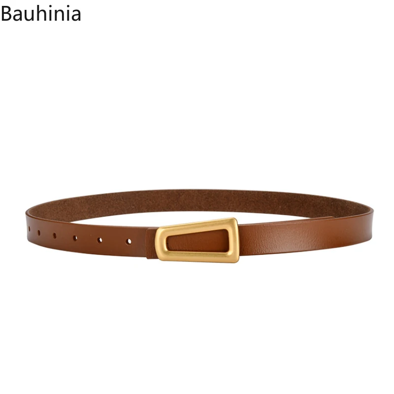 

New 105*2.4cm Luxury Two-layer Cowhide Fashion Woman Smooth Buckle Belt Leather All-match Simple Design Jeans Thin Belt