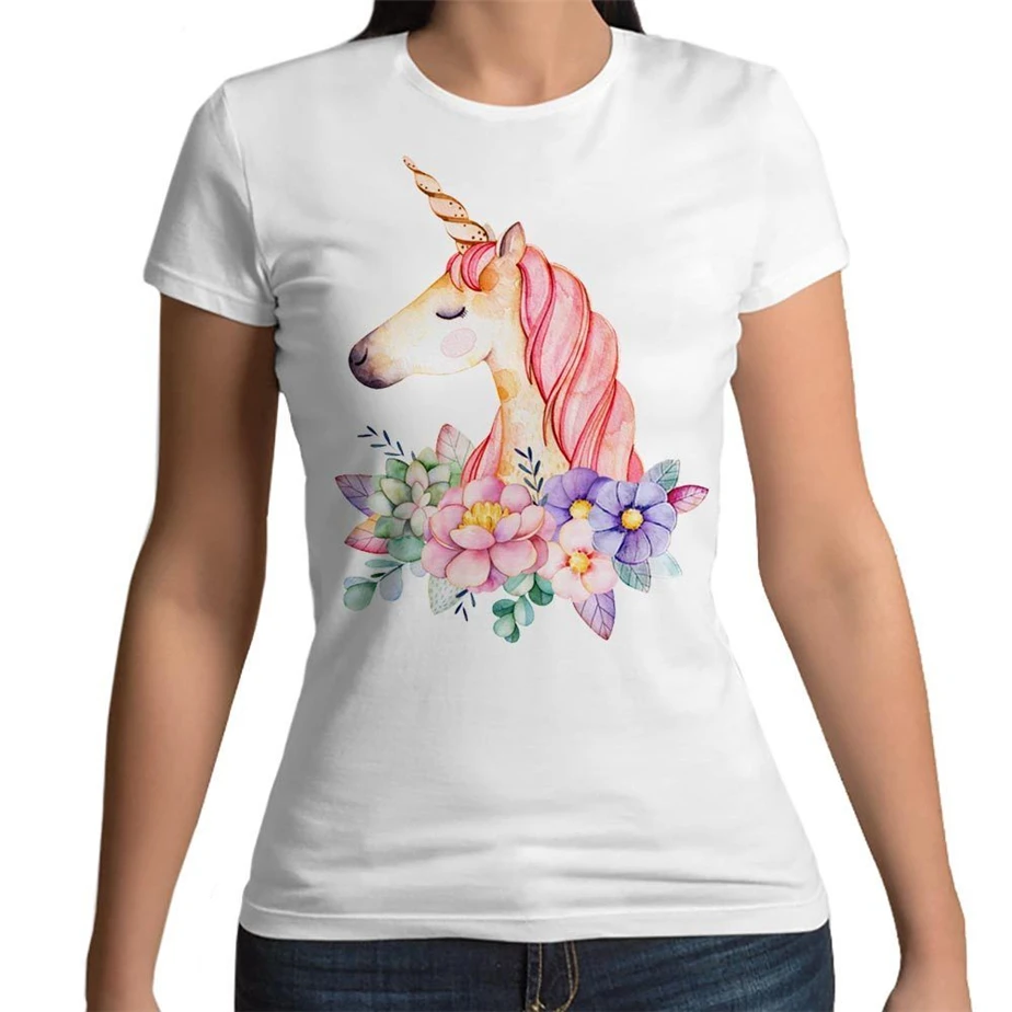 Футболка футболка Maglietta Винтажная с единорогом Floreale Arcobaleno Donna лучшие