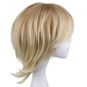 Короткие вьющиеся мужские парики для косплея QQXCAIW, блонд, 35 см