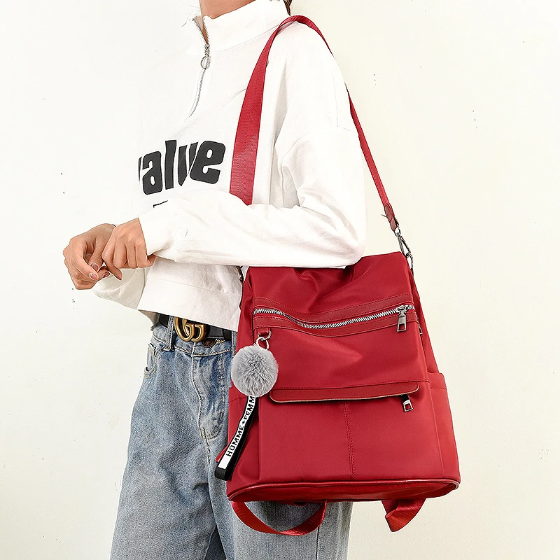 2020 new quality backpack waterproof anti theft oxford cloth simple college wind bag youth girl backpack gift hair ball pendant free global shipping