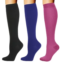 3 pairs solid color compression socks for men women running medical nurse travel cycling pregnancy blood circulation swelling