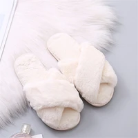 women home slippers winter warm shoes woman slip on flats slides female faux fur slippers 36 41 slippers