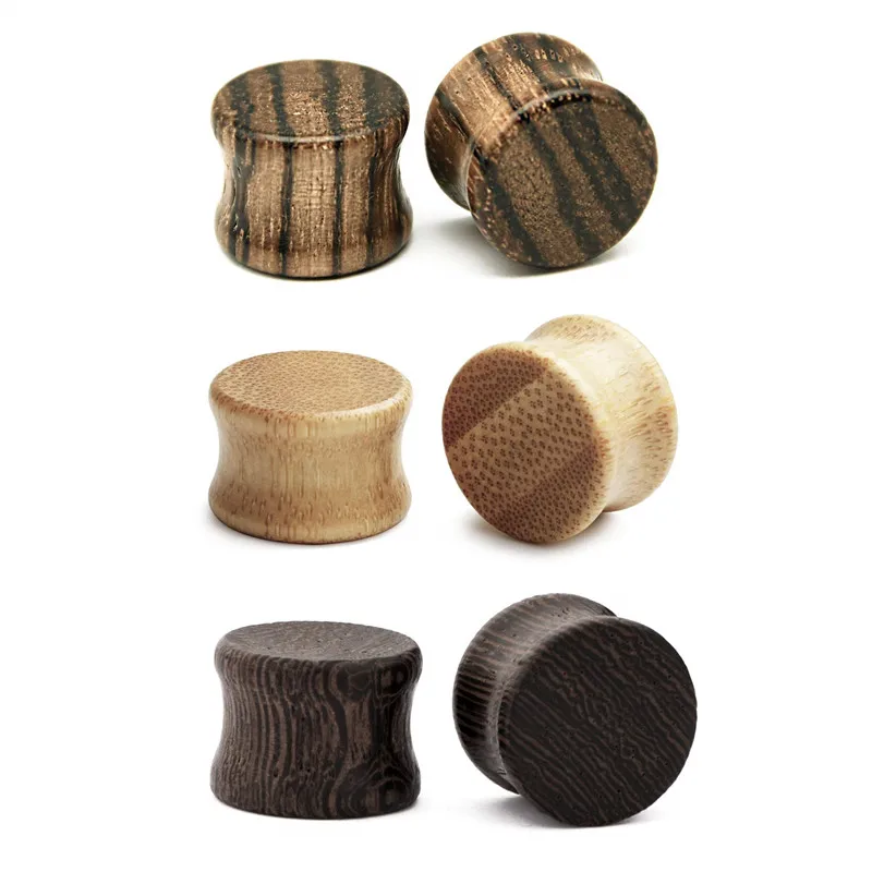 

JFORYOU 3 Pairs Natural Wooden Ear Tunnels Plugs Solid Double Flared Ear Expander Plugs Ear Piercing Ear Stretcher for Women an