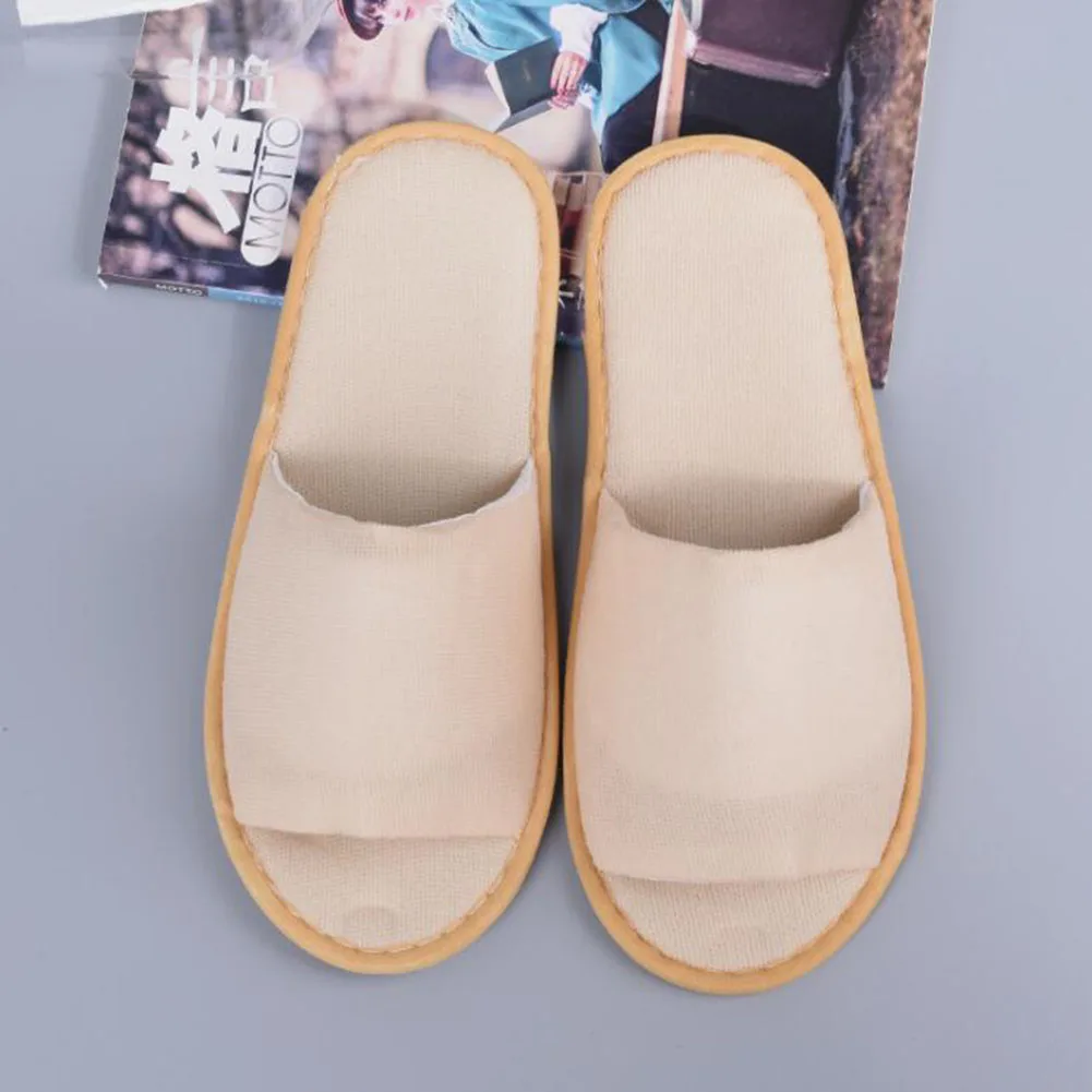 

1 Pairs Hotel Travel Spa Disposable Slippers Party Sanitary Home Guest Use Fluffy Open Toe Men Women Disposable Slippers