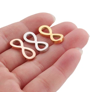 Aiovlo 5 шт.лот бесконечный символ соединитель шармы зеркальная полированная нержавеющая сталь Сделай Сам ожерелье браслет ювелирные изделия
