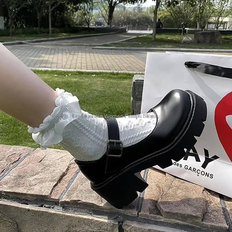 

Classic JK Shoes Women Platform Mary Jane Shoes Round Toe Thick High Heels Female 2021 new Japanese Cosplay Shoes Black Beige