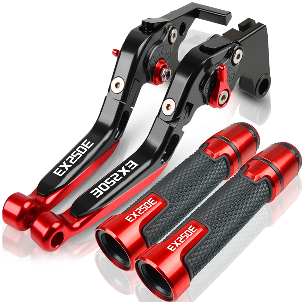 

For Kawasaki EX250E Aluminum Motorcycle Folding Extendable Brake Clutch Levers Handbar End Grips EX250 E EX 250E 250 E1986 1987