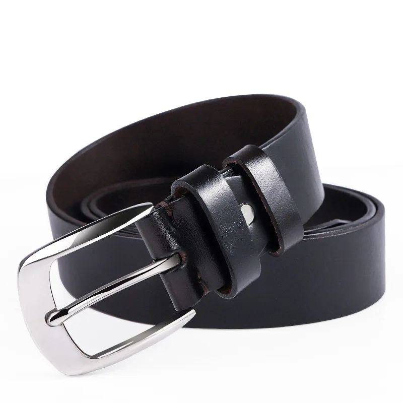 

Pure steel belt buckle men's leather belt,Top-grade cowhide belt, genuine leather belt, pin buckle men's belt