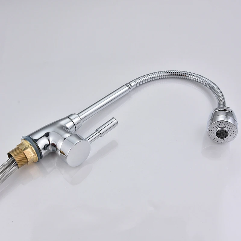 

MJEBM Brass Mixer Tap Cold And Hot Water Kitchen Faucet Multifunction Brass Body Chrome Sink Faucets Kitchen Sink Tap
