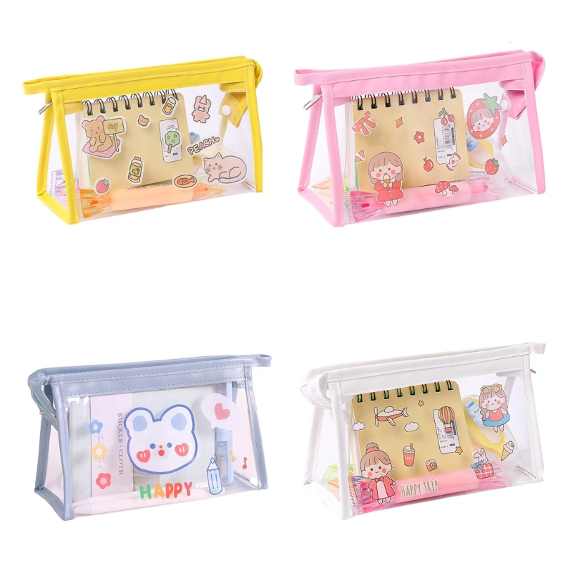

Kawaii Clear Pen Pencil Case with Zipper Cosmetics Bag Multi-Purpose for student