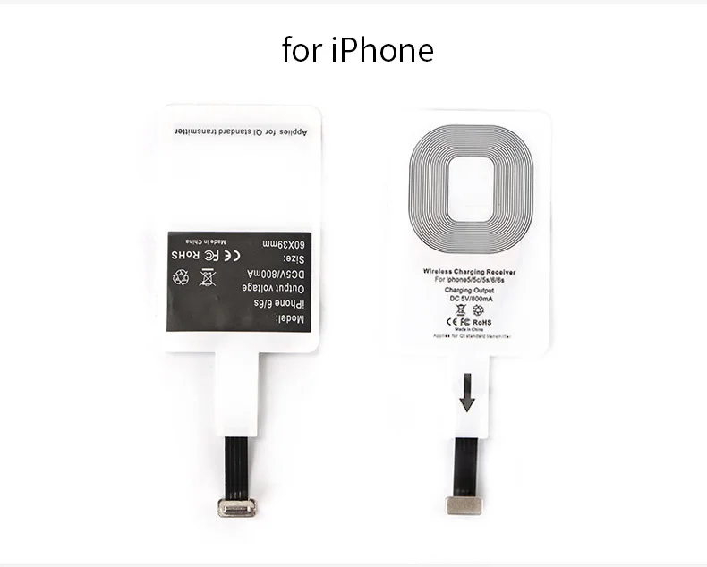 QI беспроводной приемник зарядного устройства для iPhone 5SE 7 6 6S Plus Универсальный адаптер для беспроводной зарядки Модуль для микро-usb тип-c чип