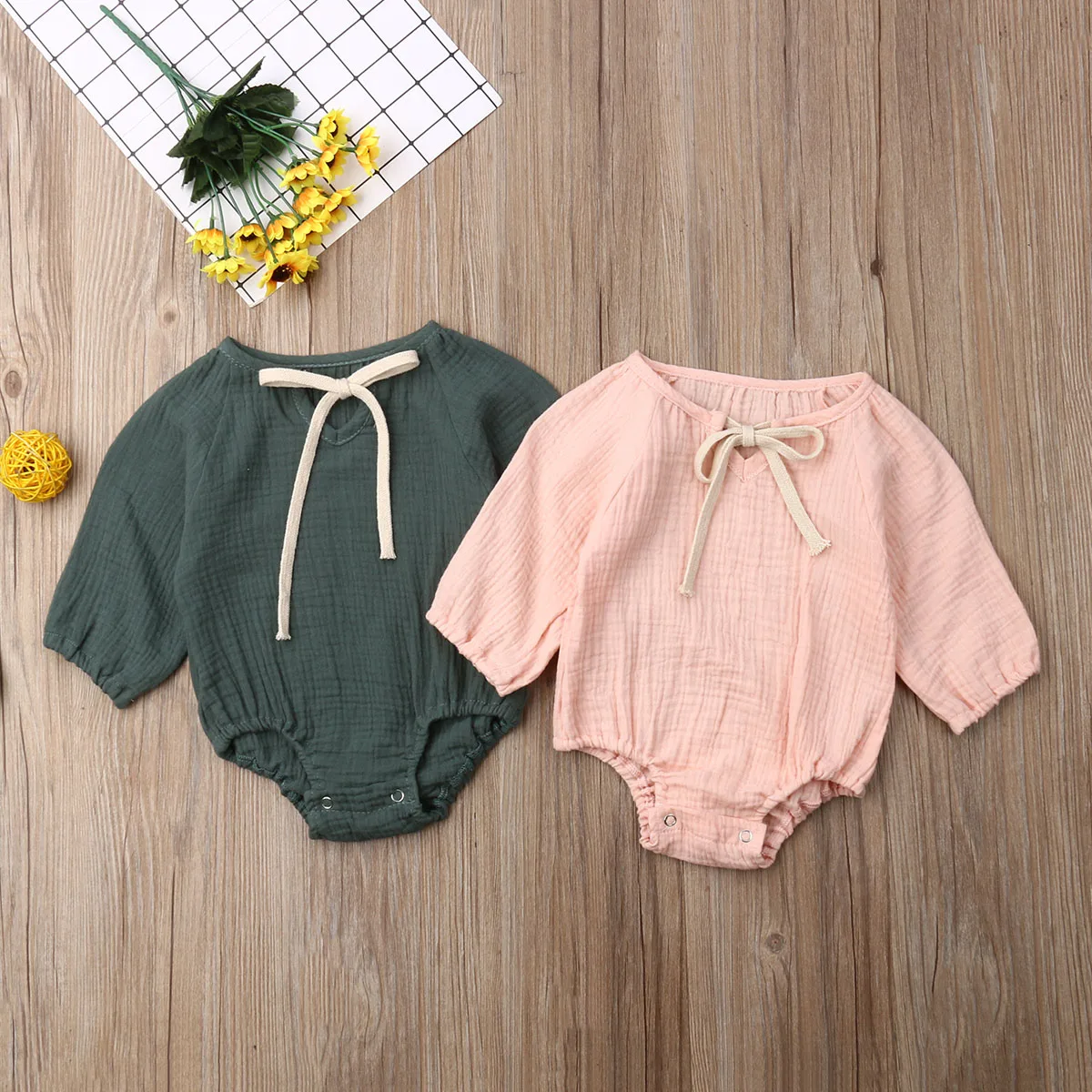 Комбинезон с бантом для новорожденных девочек от 0 до 24 месяцев винтажный