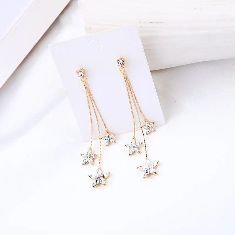 Korean version of the cold wind butterfly earrings fashion niche flowers long paragraph super fairy temperament earring | Украшения и