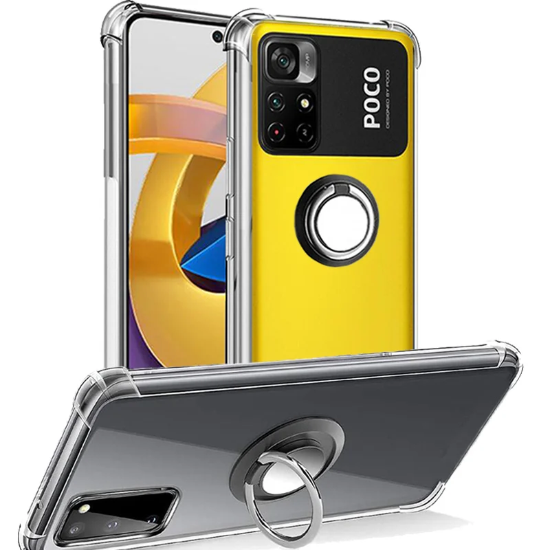 Silicone Ring Case Poco M4 Pro 5g Transparent Cases For Xiaomi X3 NFC F3 F2 M3 Shockproof Cover | Мобильные телефоны и