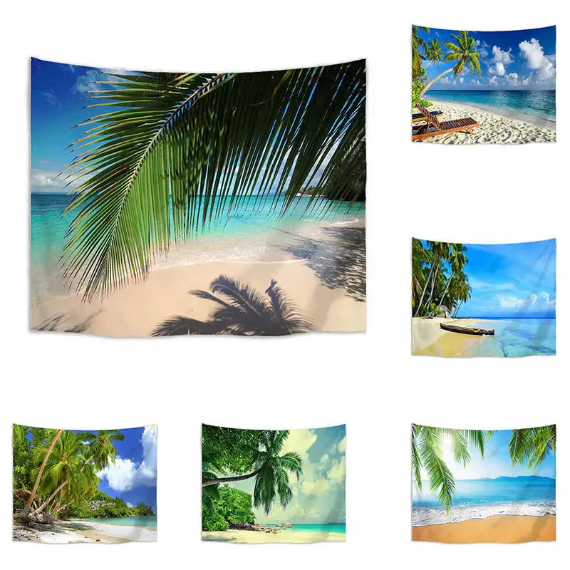 

Beach Outside Palm Tree Printed Tapestry Cheap Hippie Wall Hanging Bohemian Wall Tapestries Mandala Wall Art Deco GT116