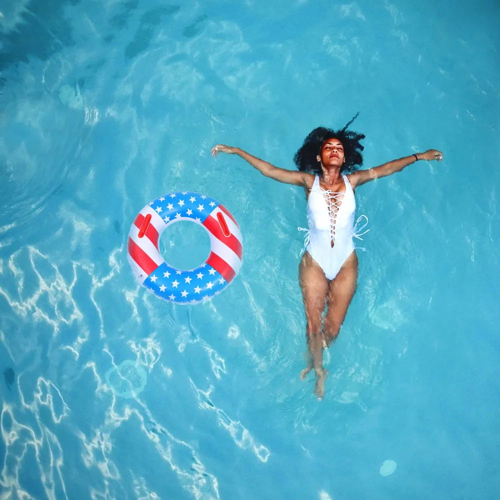 

1pc Star Flag Floating Ring Inflatable PVC Swimming Ring for Independence Day