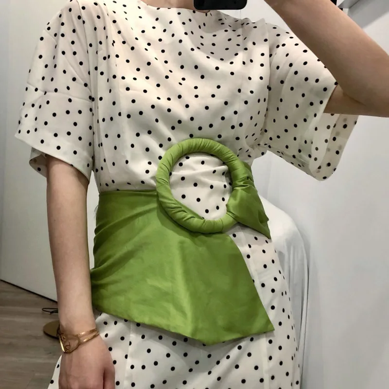 Женский новый модный однотонный зеленый ремень оригинальный дизайн круглый