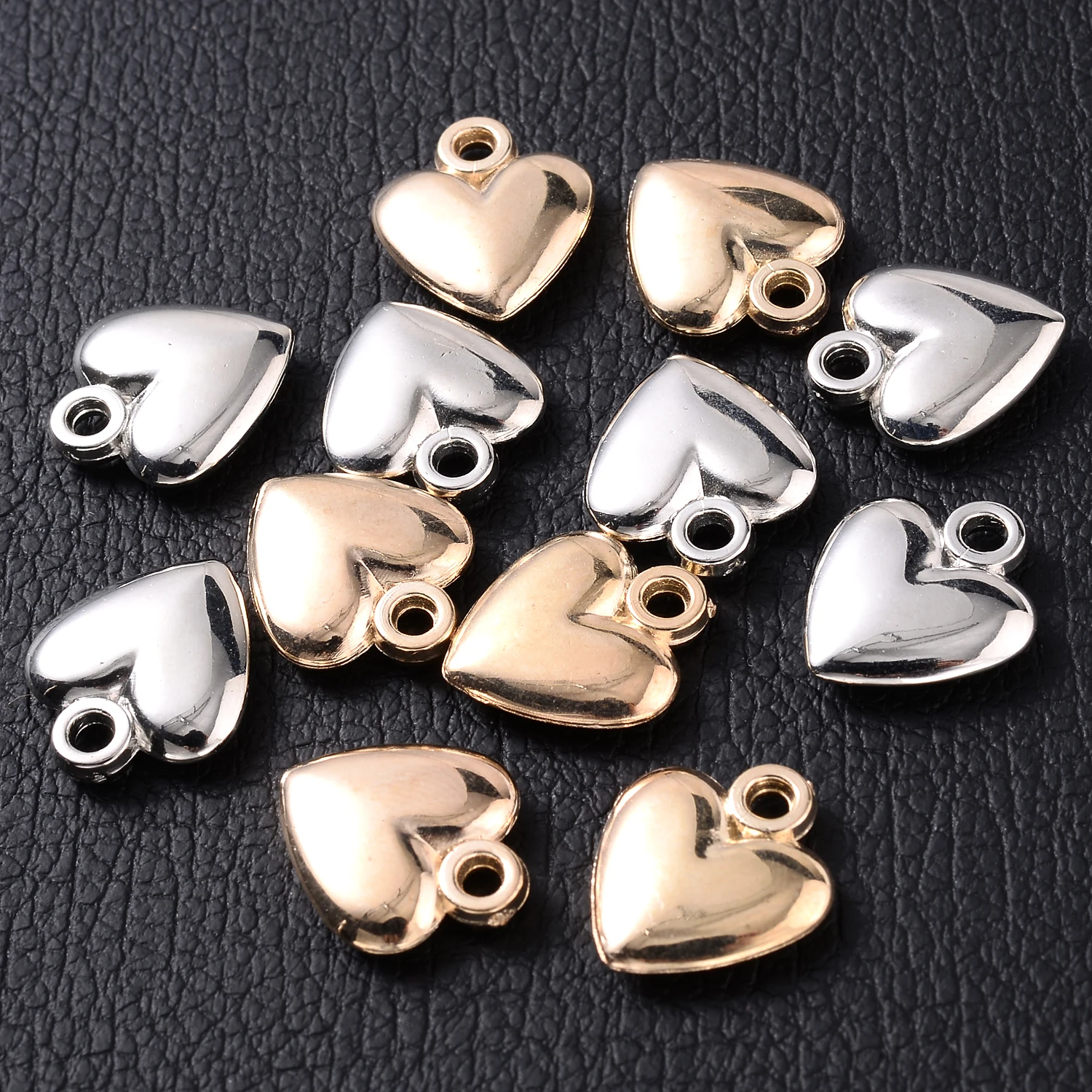 

50Pcs/Lot 14x15mm CCB Acrylic Beads Rhodium/Gold Heart Shape Charm Pendant for DIY Bracelet Necklace Jewelry Accesories Findings