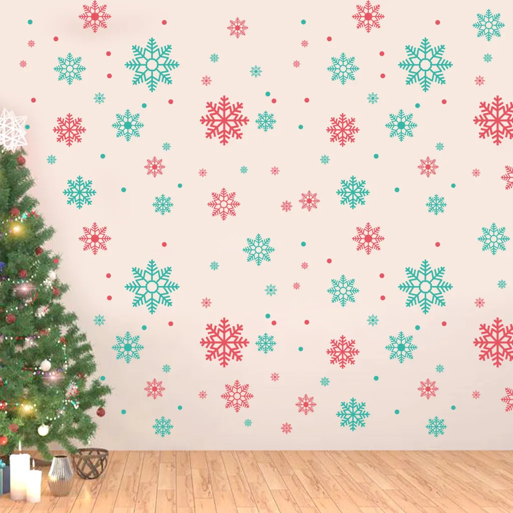 Красочные снежинки Рождественские наклейки на стену ПВХ окна для дома украшения