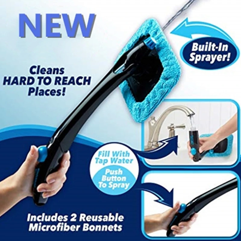 

Folding Car Water Spray Cleaning Brush Hurricane Windshield Rotating Fog Cleaning Brushes Glass Window Car Windscreen Cleaner