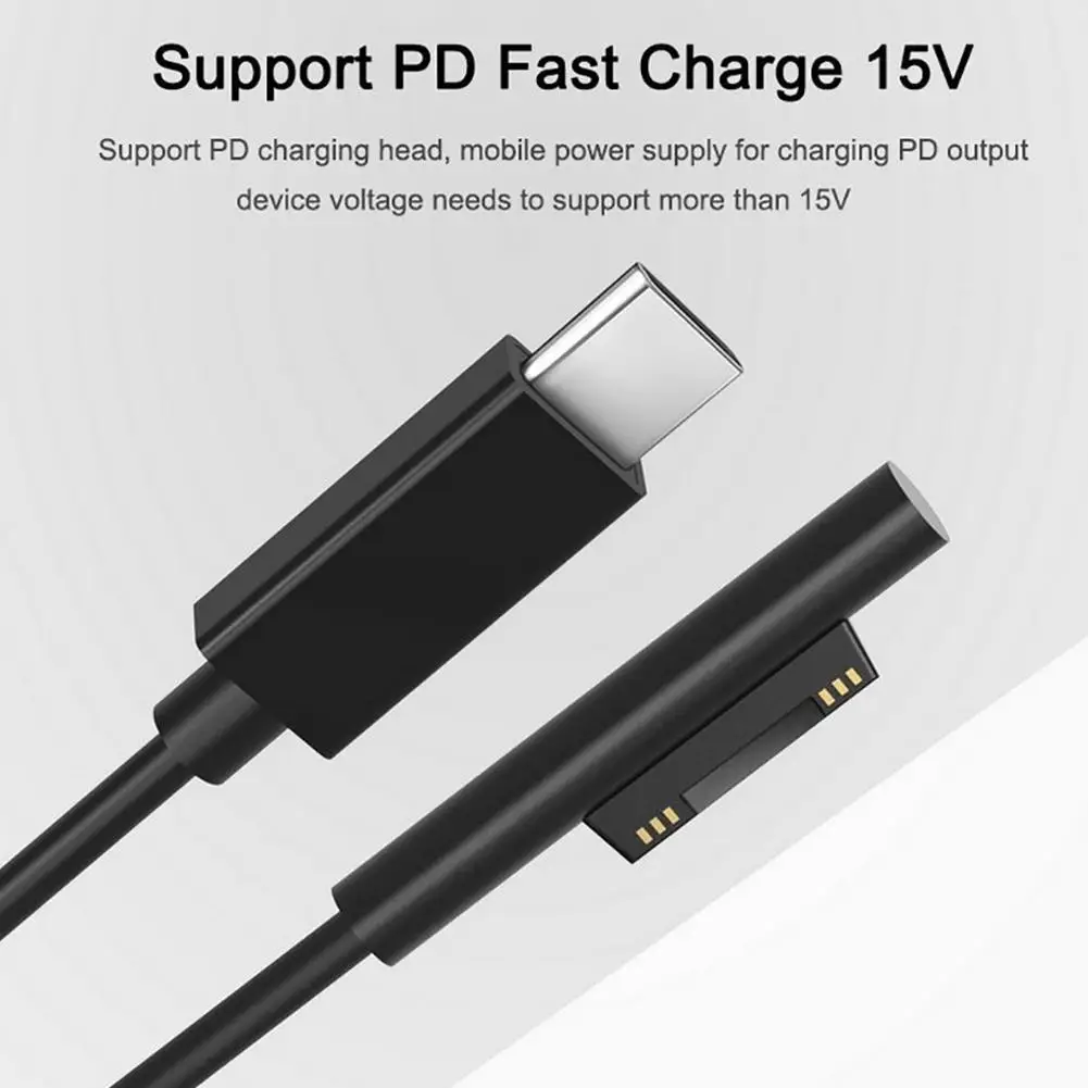 

1.5m USB Type C Power Supply Charger Adapter 65W 15V 3A PD Fast Charging Cable for Microsoft Pro 7/6/5/4/3 Book/Book 2