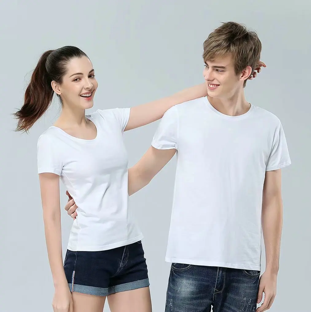 

Colorful solid color cotton short-sleeved T-shirts for men, customizable unisex tshirts team wear group wear, couple wear kids
