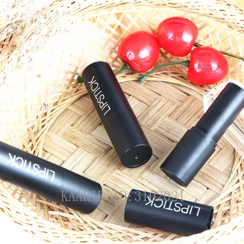 

50pcs/lot Round Empty Lipstick Tube, 12.1mm Plastic Matte Black Lip Balm Container, DIY Cosmetic Lip Rouge Storage Bottle