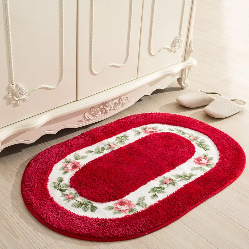 

Soft Water Absorption Floor Mat Anti-slip Bathroom Door Mat Oval Shape Bath Mat 40*60/50*80/45*120cm Home Decor Floor Rug Carpet