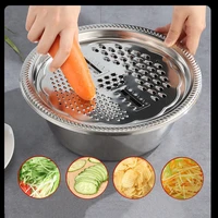 3 in 1 vegetable slicer cutter drain basket stainless steel vegetable fruit grater salad making maker bowl kitchen tools gadgets