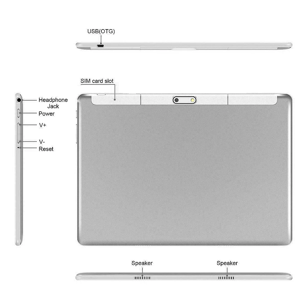 

10.1inch WIFI&BT Android Tablet Octa-core Processor Eu plug / 2GB+32GB/ Android 9.0 OS/ IPS HD Display/ 2.5D Curved Screen