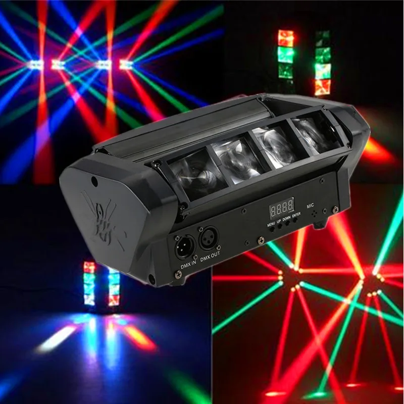 High Quality 8X10W Mini LED Spider Light,RGBW LED Beam Light,DMX512/Auto/Sound Control Beam Effect Stage Lights Party Show Lamp