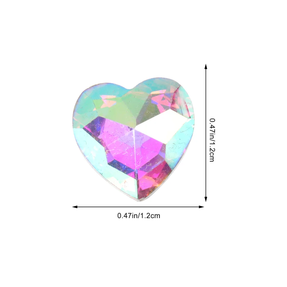 

60pcs Heart Shaped Craft Ornaments Phone Case DIY Decors Glass DIY Decors