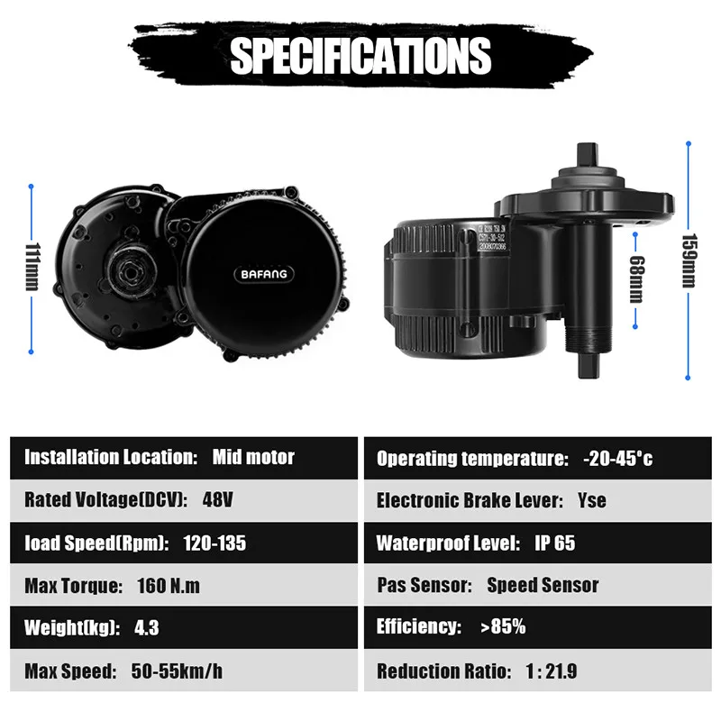 Комплект центрального двигателя BAFANG для электровелосипеда 48 В 750 Вт 52 в 20 Ач |
