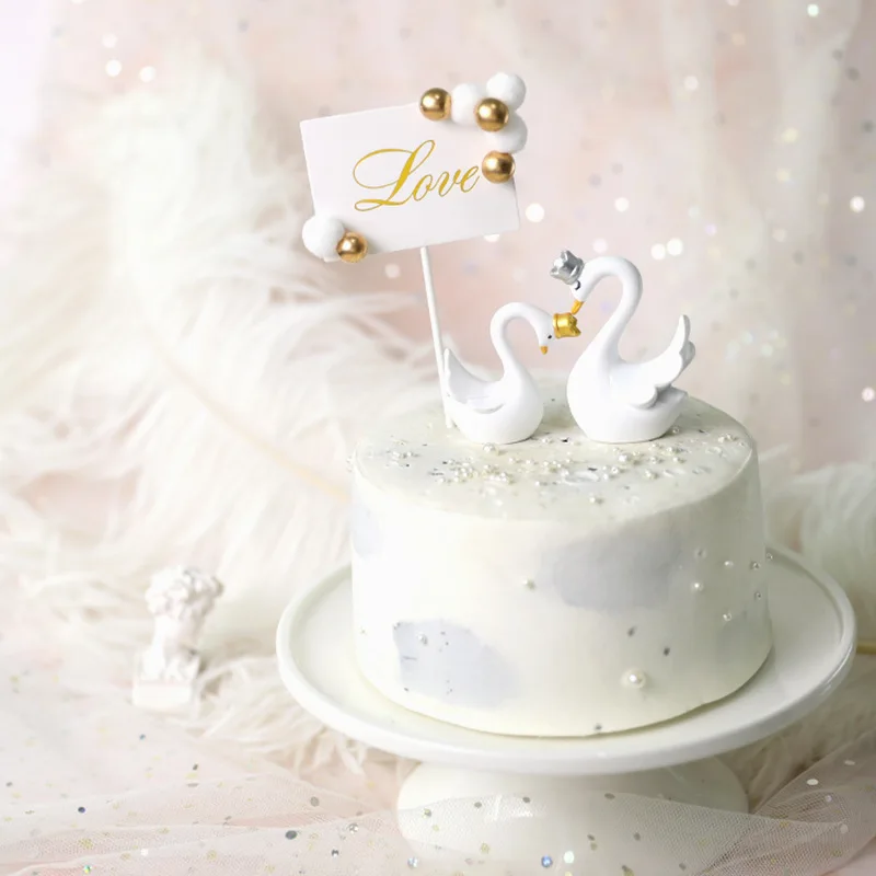 Любовь свадьба кекс фигурки жениха и невесты Золотой шар Бумага Топпер для торта