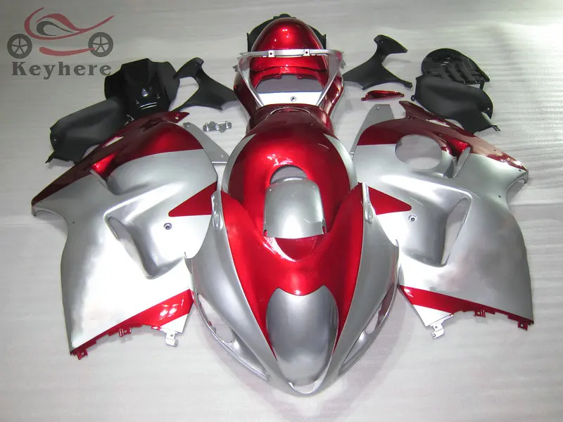 

Custom aftermarket fairing kit for Suzuki 1996 1997 1998 1999 2007 GSX 1300R GSXR1300 red silver motorcycle body fairings set