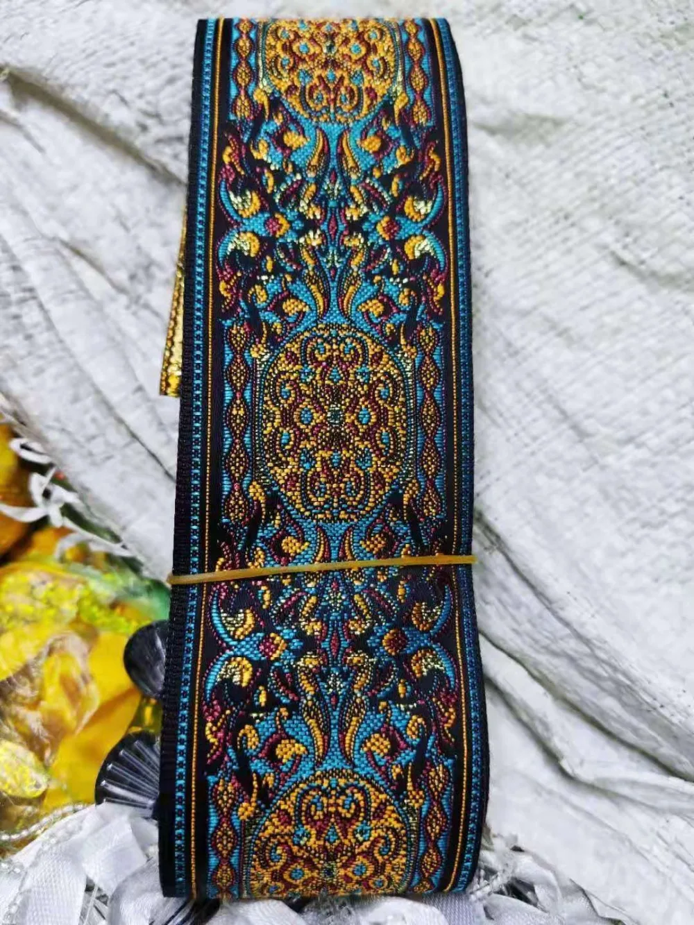 2''5cmx8YARDS классические сапоги класса люкс лямки футболка с национальным узором, с вышивкой, плетеная жаккардовая из Полиэстера Лента костюм "сделай сам" с кружевной отделкой