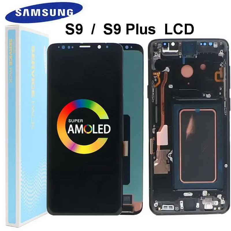 Pantalla LCD Original para m&oacute;vil, montaje de digitalizador t&aacute;ctil para Samsung Galaxy S9, G960, G960F, S9 Plus, G965, G965F, SM-G965F/DS-0