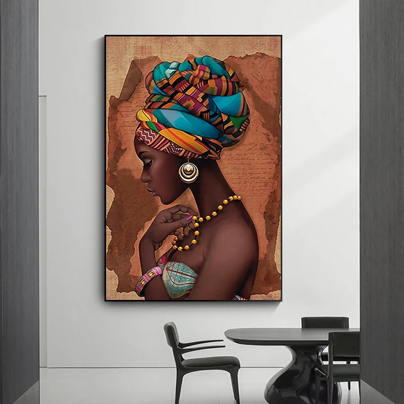

African Art Black and Nude Woman Painting Canvas Cuadros Posters and Prints Scandinavian Wall Art Picture for Living Room Wall