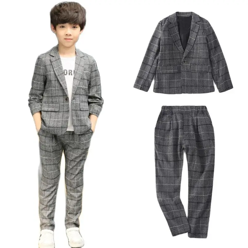 Spring boys clothes children Western-style Clothes Boys Cotton formal suits 2 pcs/set kids party jacket+pants | Детская одежда и