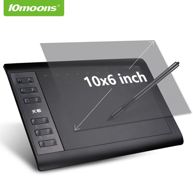 Цифровой графический планшет 10moons 1060Plus 10x6 дюймов для рисования аниме 8192 уровень