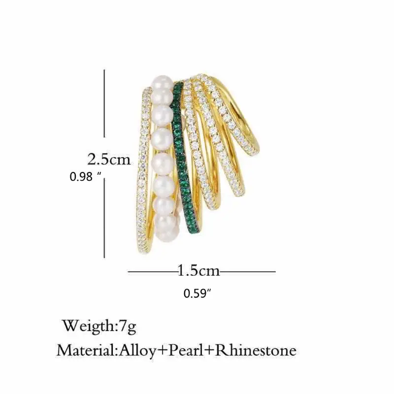 

2Pcs Multi Layer Cubic Zirconia Pave CZ Band Cartilage Ear Cuffs Clip Wrap Helix Earrings Non-Piercing Ear Clips Jewelry