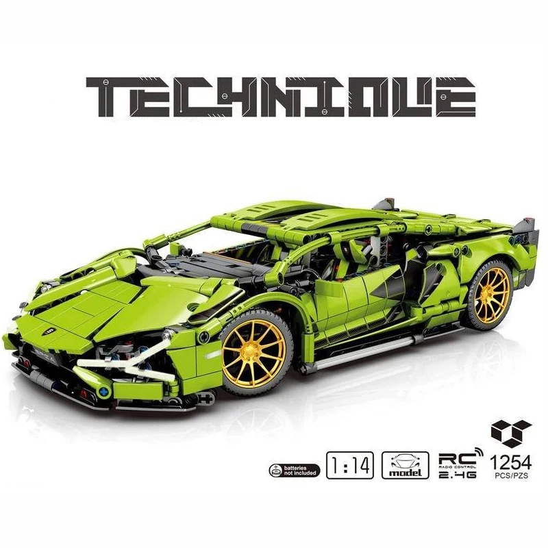 Гоночный автомобиль в наличии MOC зеленая супер модель 1:14 сианская конструктор с