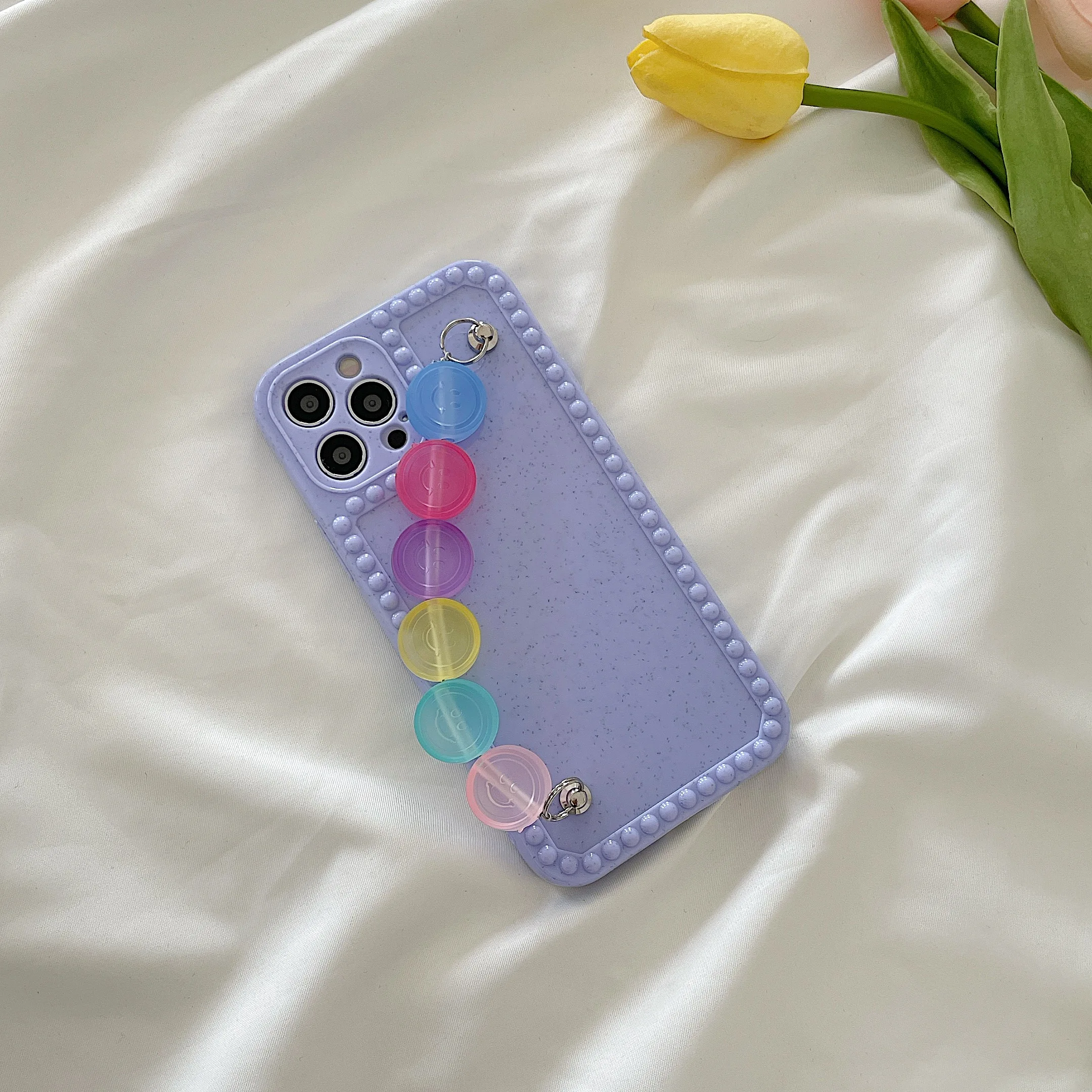 

Candy Color Chain Phone Case For Iphone 12 Mini 7 8 Plus X XS 11 Pro Max XR SE 2020 Camera Protection Shockproof Soft Back Cover