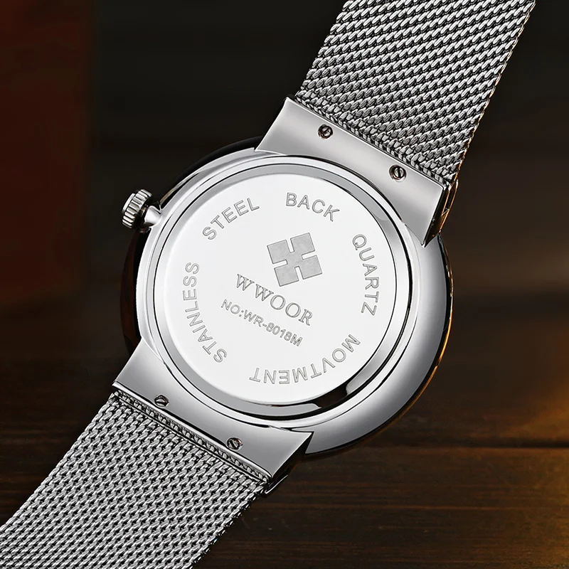 WWOOR 2020 роскошные мужские наручные часы со стразами модные Ультратонкие с