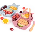GXMB 8 шт. детский силиконовый слюнявчик разделенная обеденная тарелка миска Ложка Вилка соломенная чашка набор для обучения кормления еды посуда набор