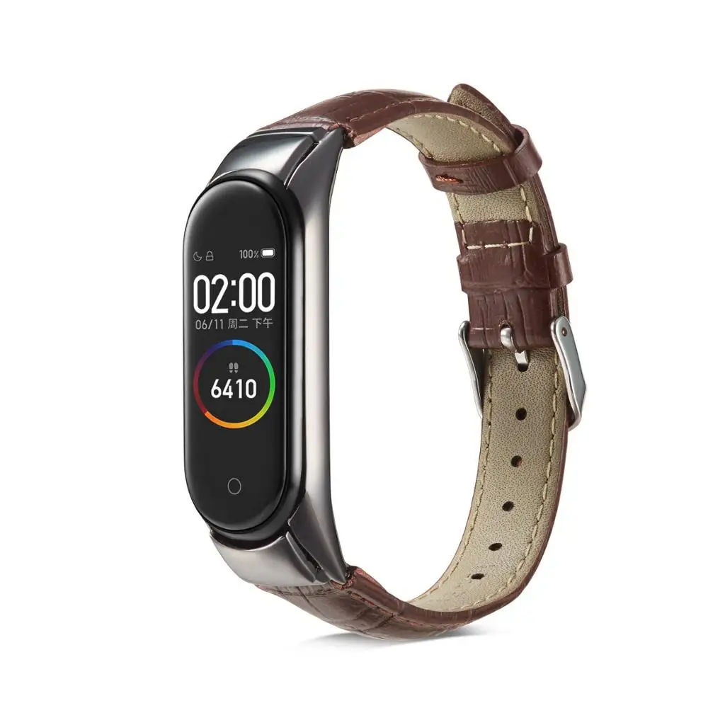 Ремешок на запястье для Xiaomi Mi Band 3 4 кожаный Смарт браслет высокого качества