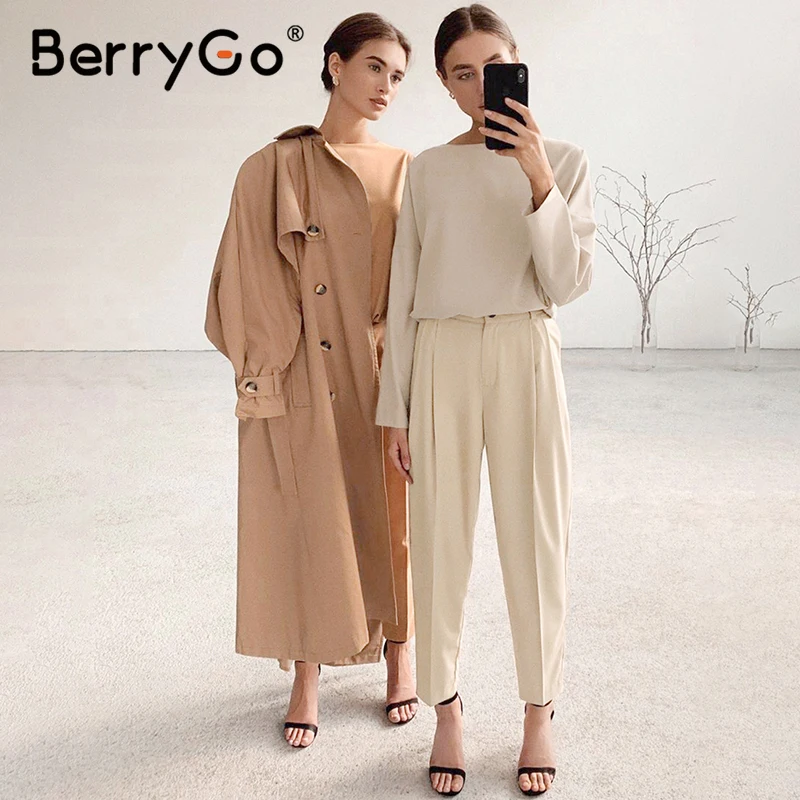 BerryGo Офисная Женская Весенняя коллекция блузка рубашка женская Минималистичная