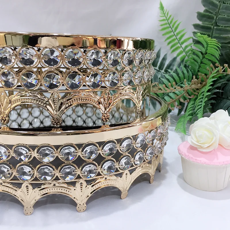 12 дюймов хрустальные бусины торт стенд серебро/с позолотой зеркальная